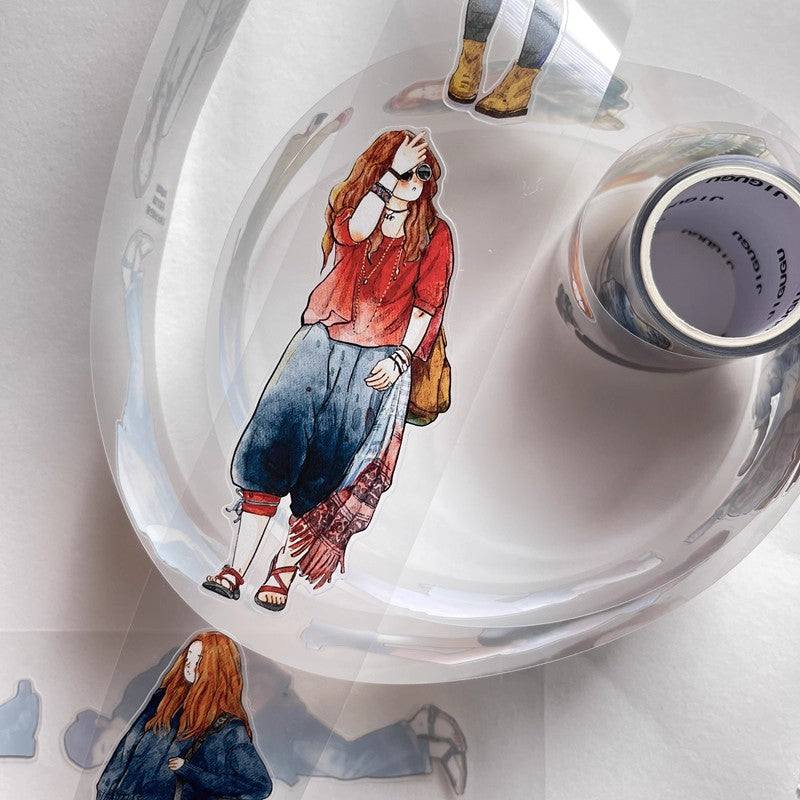 3067 A27 Drifter | Original Character Hand-Drawn PET Washi Tape Die-Cut for Journaling