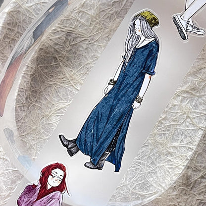 3069 A29 Stroll | Original Character Hand-Drawn PET Washi Tape Die-Cut for Journaling