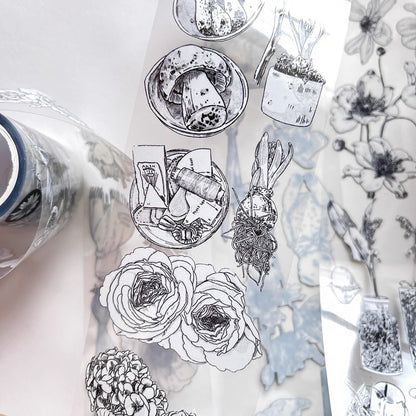 3075 A15 Old Times | Decorative Washi & PET Matte Tape for Journaling