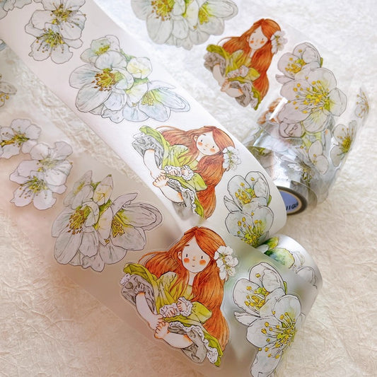 3063 A35 Pear Blossom White | Original PET Washi Tape Die-Cut for Journaling