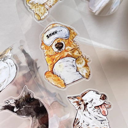 3068 A28 Prosperity | Hand-Drawn PET & Washi Die-Cut Tape, Versatile Journal Supply