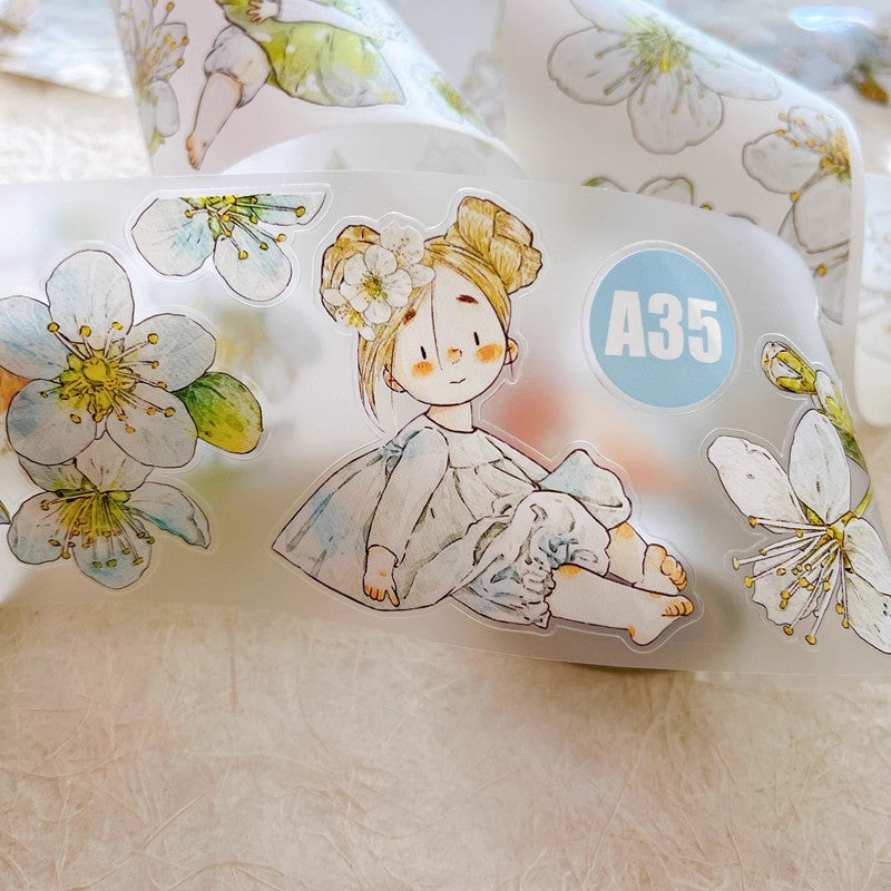 3063 A35 Pear Blossom White | Original PET Washi Tape Die-Cut for Journaling