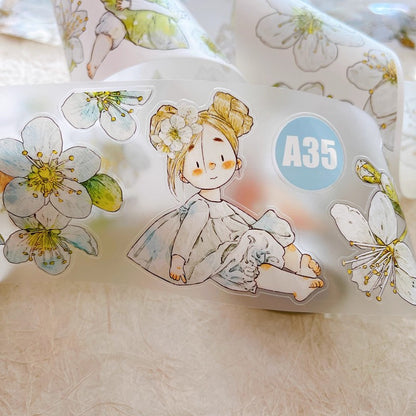 3063 A35 Pear Blossom White | Original PET Washi Tape Die-Cut for Journaling