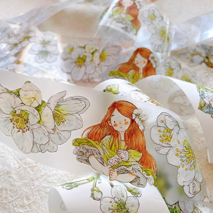 3063 A35 Pear Blossom White | Original PET Washi Tape Die-Cut for Journaling