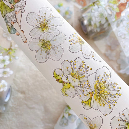 3063 A35 Pear Blossom White | Original PET Washi Tape Die-Cut for Journaling