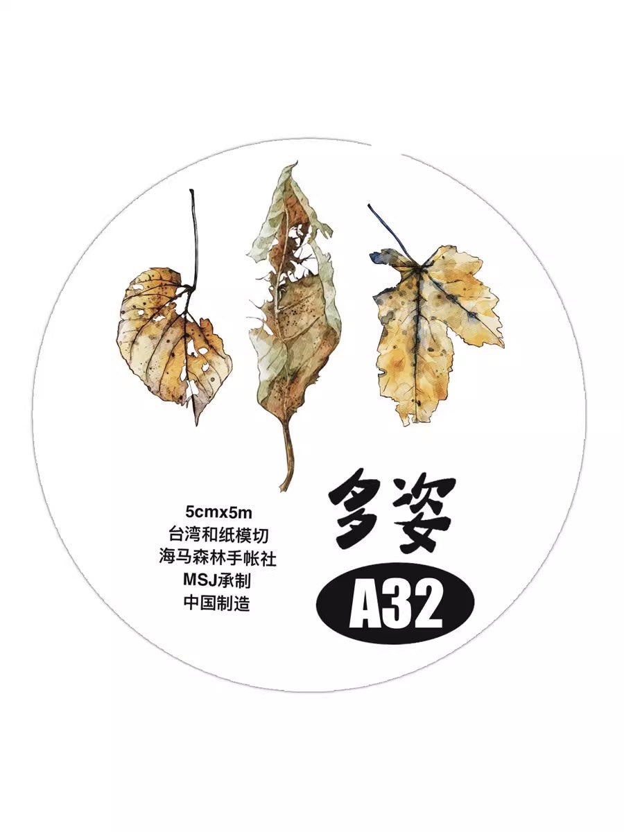 3072 A32 Colorful | Original Hand-Drawn PET Washi Tape Die-Cut for Journaling