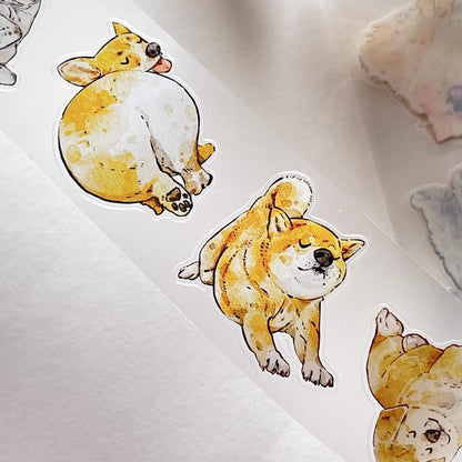 3068 A28 Prosperity | Hand-Drawn PET & Washi Die-Cut Tape, Versatile Journal Supply