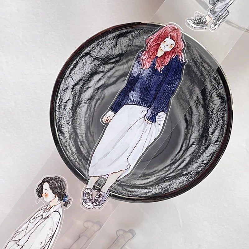 3069 A29 Stroll | Original Character Hand-Drawn PET Washi Tape Die-Cut for Journaling