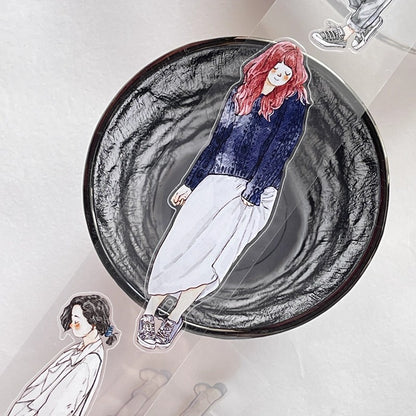 3069 A29 Stroll | Original Character Hand-Drawn PET Washi Tape Die-Cut for Journaling