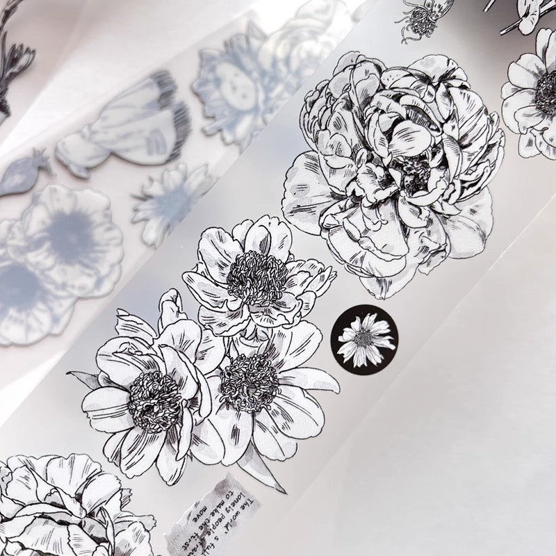 3075 A15 Old Times | Decorative Washi & PET Matte Tape for Journaling