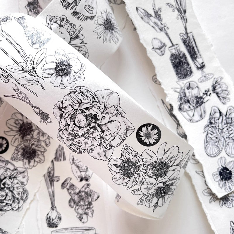 3075 A15 Old Times | Decorative Washi & PET Matte Tape for Journaling