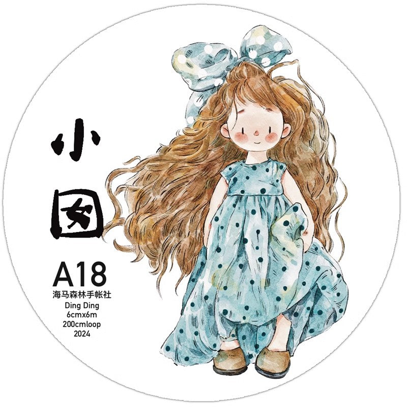 3074 A18 Little Girl | Original Character Cartoon Washi Tape, Journal Decoration