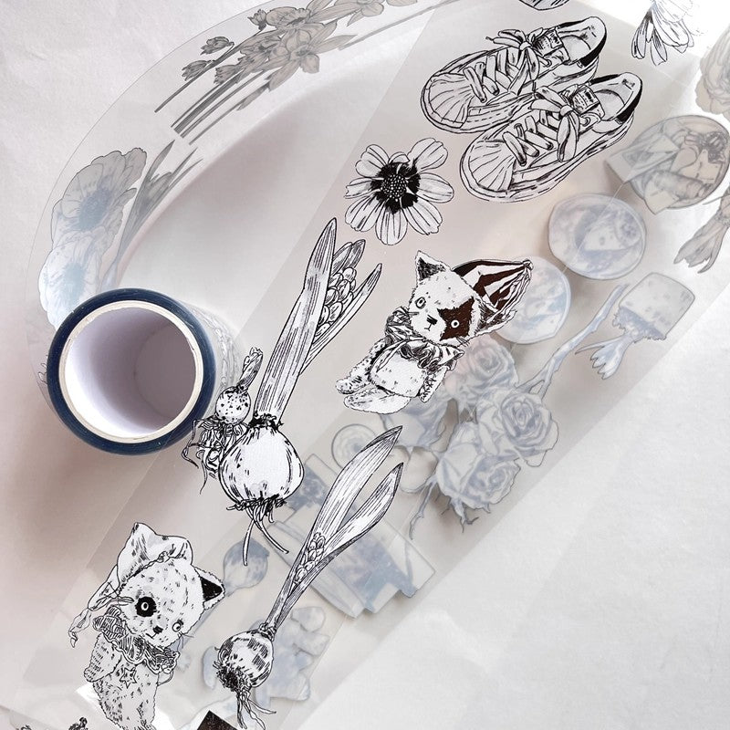 3075 A15 Old Times | Decorative Washi & PET Matte Tape for Journaling