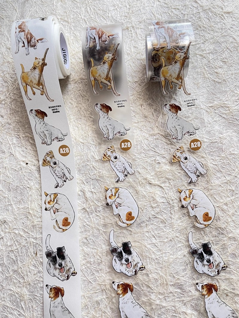 3068 A28 Prosperity | Hand-Drawn PET & Washi Die-Cut Tape, Versatile Journal Supply