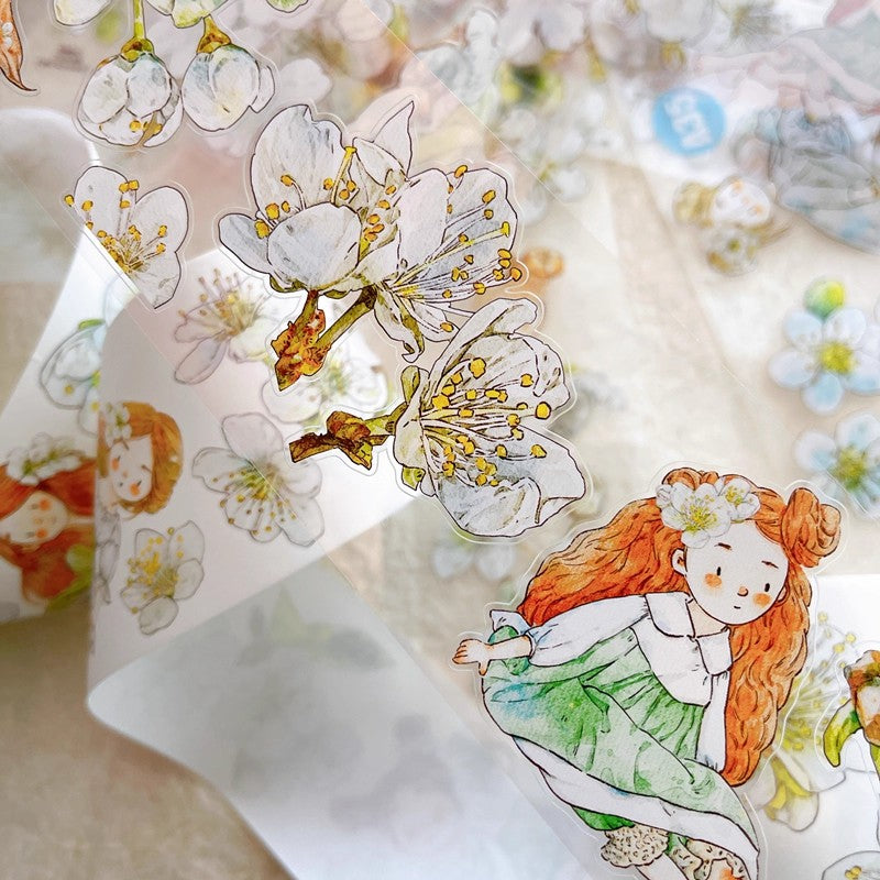 3063 A35 Pear Blossom White | Original PET Washi Tape Die-Cut for Journaling