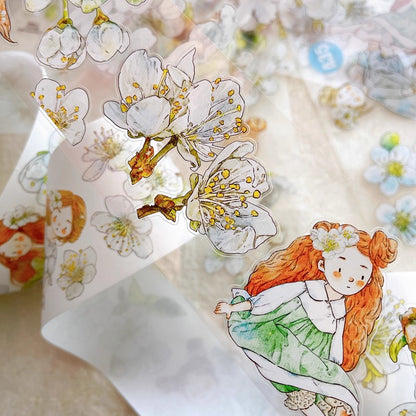 3063 A35 Pear Blossom White | Original PET Washi Tape Die-Cut for Journaling