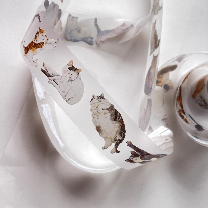 3077 A20 Meow | Original Hand-Drawn Cat Washi Tape / PET / Matte for Journaling