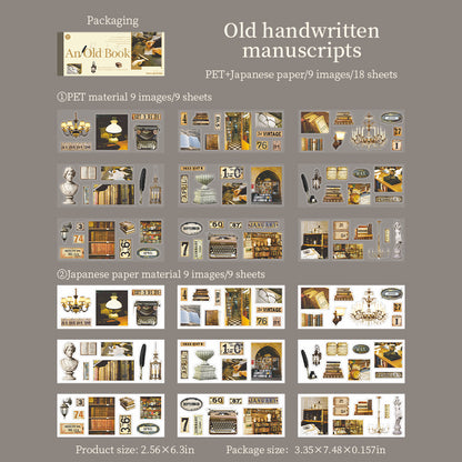 [2602-013] Vintage Book Style Dual Material Sticker Book 4 Styles