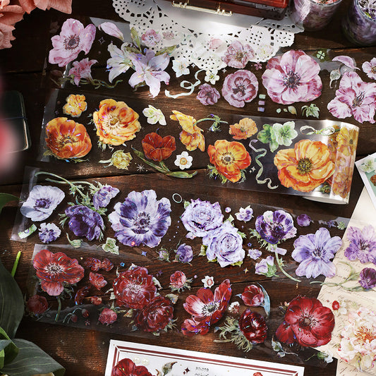 [2603-117] Iridescent Floral PET Stickers 4 Styles