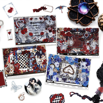 [2601-118] Rose Poetry PET Stickers – Gothic Vintage Collage Series (56 Pieces)