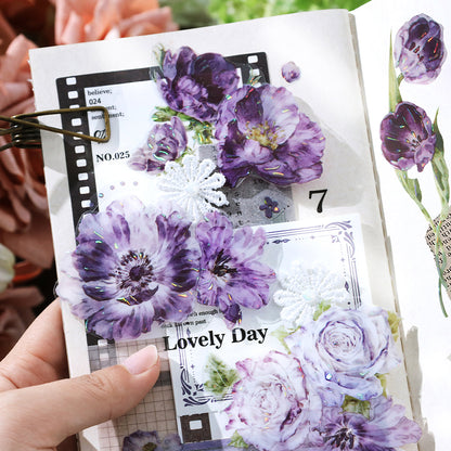 [2603-117] Iridescent Floral PET Stickers 4 Styles