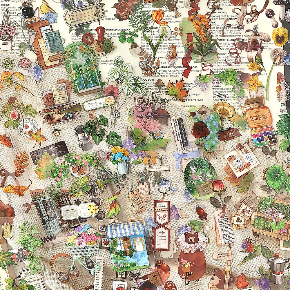 [2603-039] PET Sticker Book for Background Collage 4 Styles