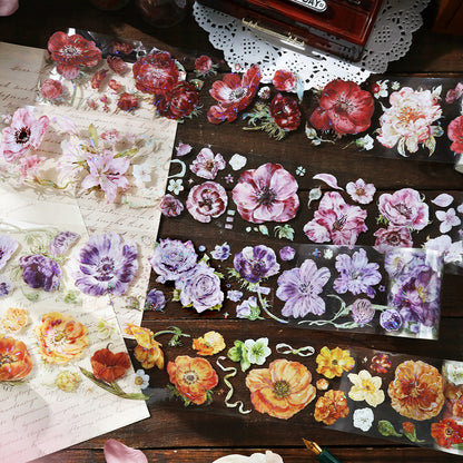 [2603-117] Iridescent Floral PET Stickers 4 Styles