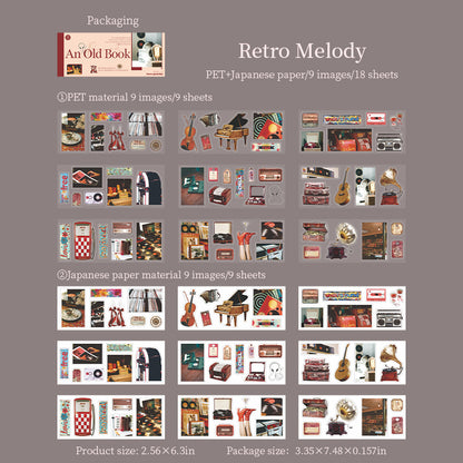 [2602-013] Vintage Book Style Dual Material Sticker Book 4 Styles