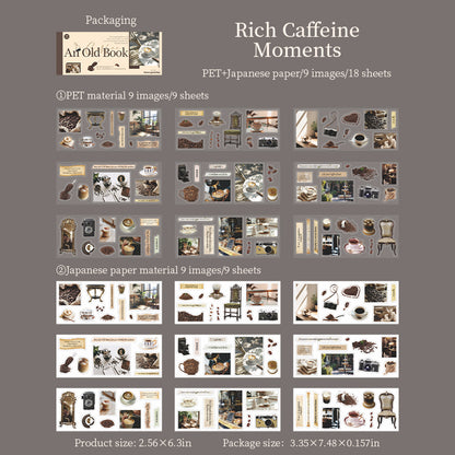 [2602-013] Vintage Book Style Dual Material Sticker Book 4 Styles