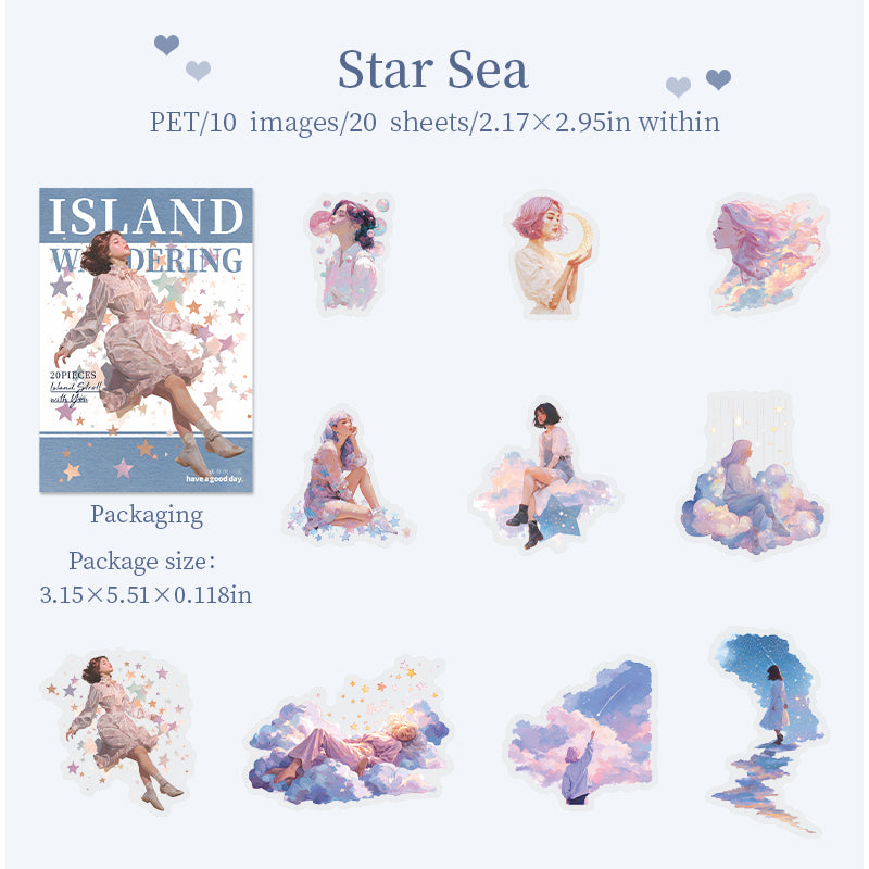 [2603-089] Fantasy Outdoor Figure PET Stickers 4 Styles