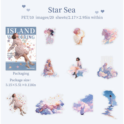 [2603-089] Fantasy Outdoor Figure PET Stickers 4 Styles