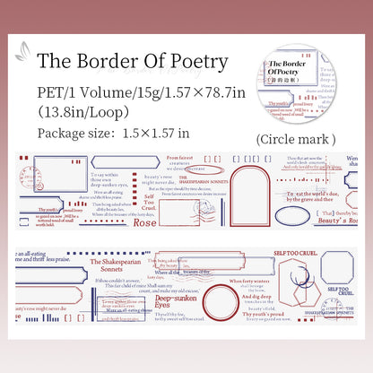 [2603-073] Vintage Poetry Text Collage Tape 6 Styles