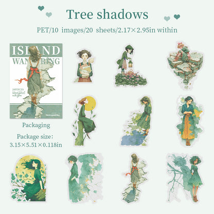 [2603-089] Fantasy Outdoor Figure PET Stickers 4 Styles