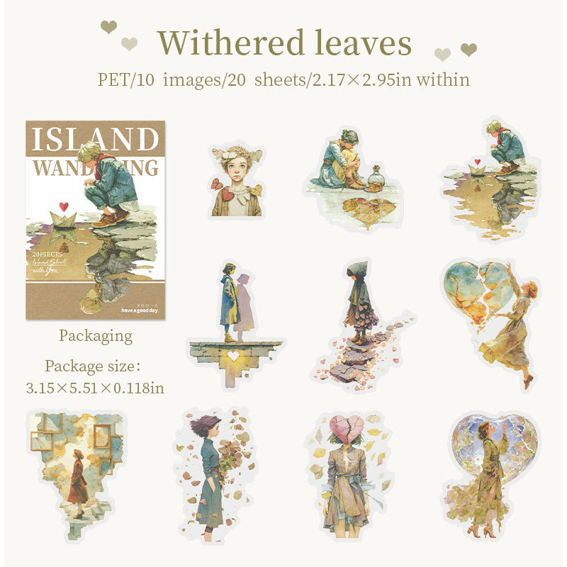 [2603-089] Fantasy Outdoor Figure PET Stickers 4 Styles