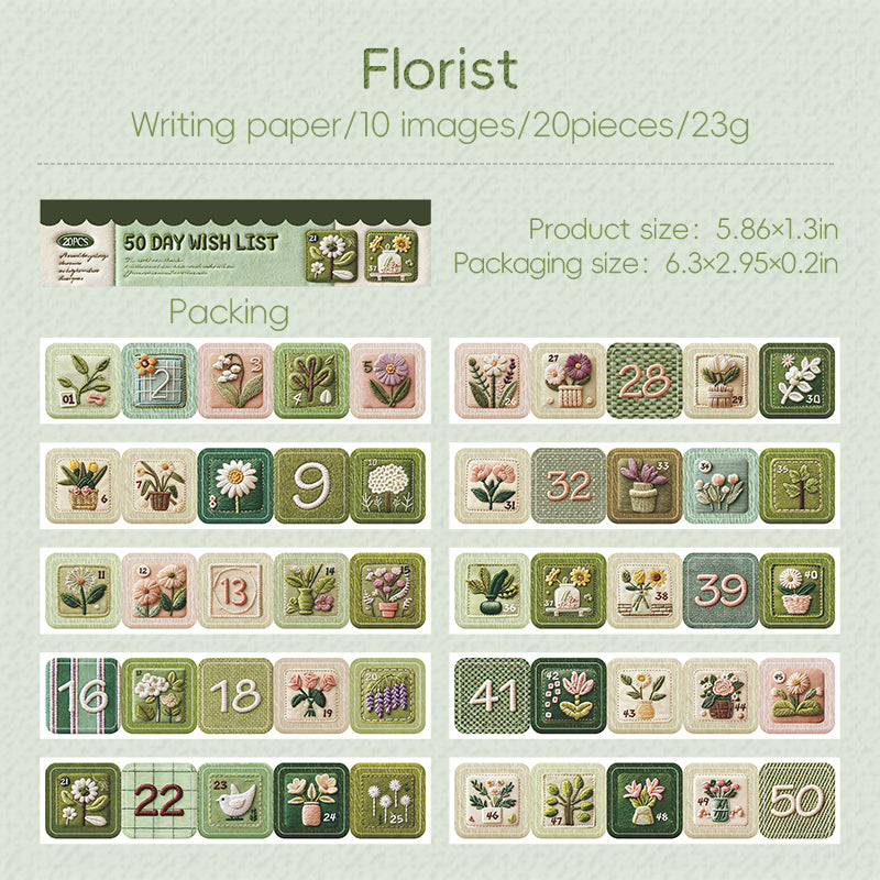 [2603-033] Embroidered Pattern Die Cut Sticker Book 4 Styles