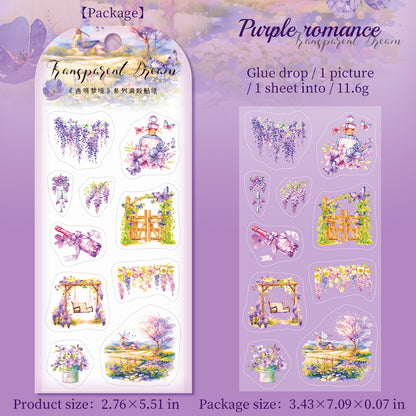 [2601-178] Transparent Dream – Epoxy-Style Landscape Sticker Set (6 Designs)