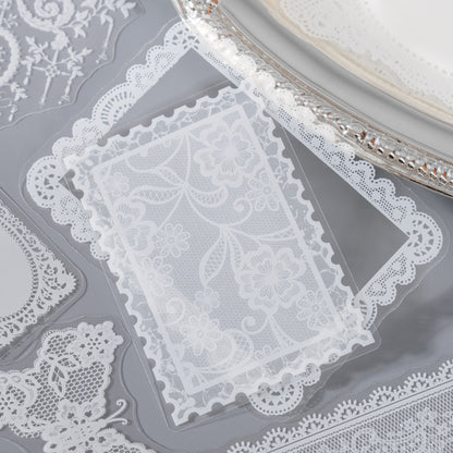 [2601-233] Lace Academy Series Black White Lace PET Journal Collage Stickers 100 Sheets