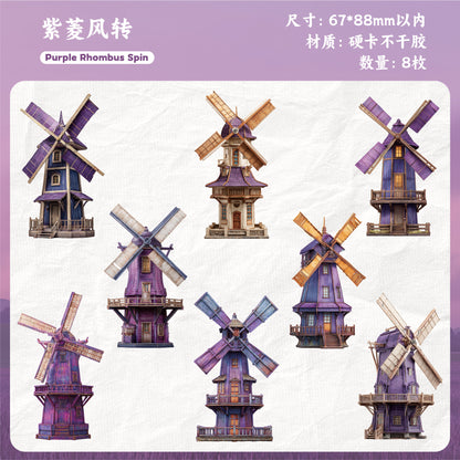 [2603-013] Vintage Countryside Windmill Stickers 6 Styles