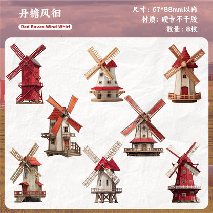 [2603-013] Vintage Countryside Windmill Stickers 6 Styles