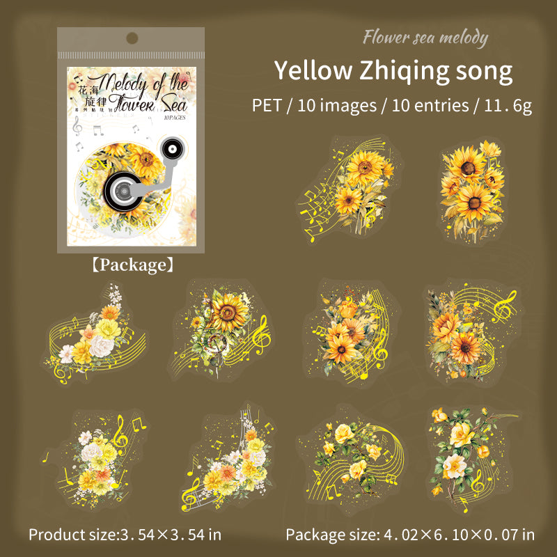 [2601-170] Floral Melody – Gilded Flower Music Stickers (6 Designs)