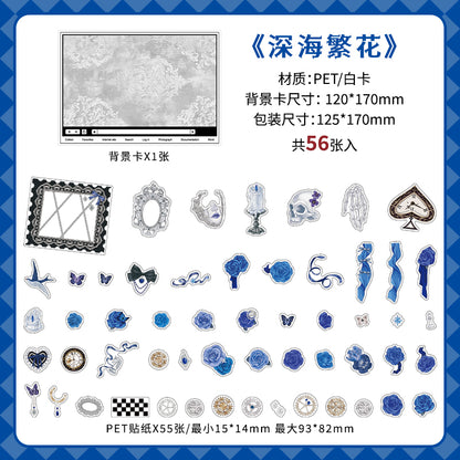 [2601-118] Rose Poetry PET Stickers – Gothic Vintage Collage Series (56 Pieces)