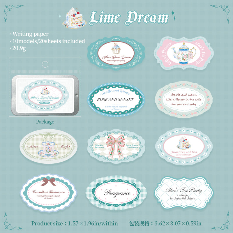 [2601-182] Alice Sweet Dream Sticker Box Set – 6 Designs, 20 Sheets, Fairy Tale Journal Stickers
