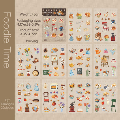 [2603-072] Lifestyle Die Cut PET Sticker Book 20 Sheets 4 Styles