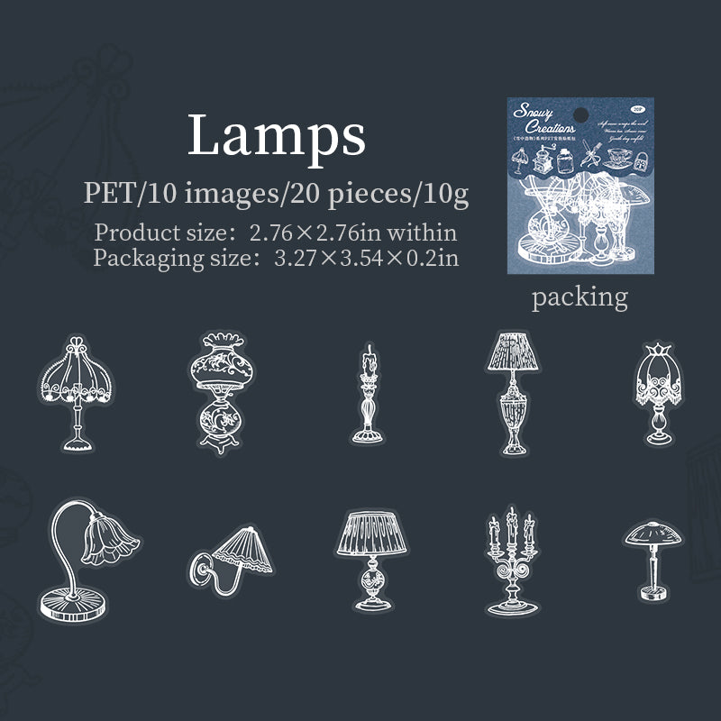 [2601-132] Snowy Creations Puffy PET Stickers – Vintage Objects Collection (6 Designs)
