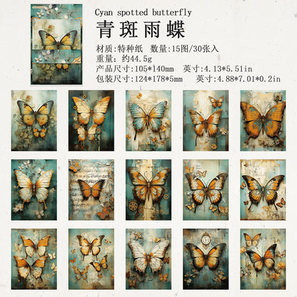 [2601-232] Romantic Butterfly Imprint Series Vintage Journal Background Paper Collage Decoration 4 Styles