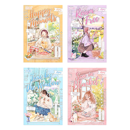 [2603-081] Cute Cartoon Girl Journal Collage Sticker Book 4 Styles