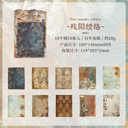 [2603-014] Vintage Ephemera Background Paper 10 Sheets 6 Styles