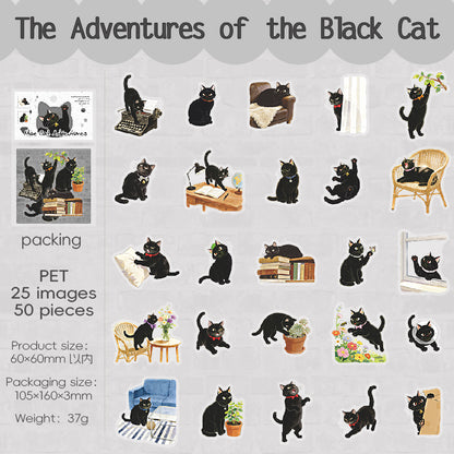 [2601-230] Cute Cat Adventure Series PET Sticker Pack Journal Decoration Materials 4 Styles
