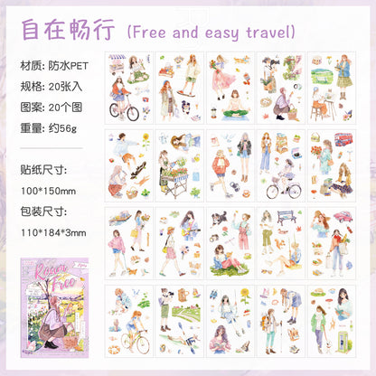 [2603-081] Cute Cartoon Girl Journal Collage Sticker Book 4 Styles
