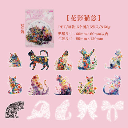 [2603-016] Floral PET Decorative Stickers 6 Styles